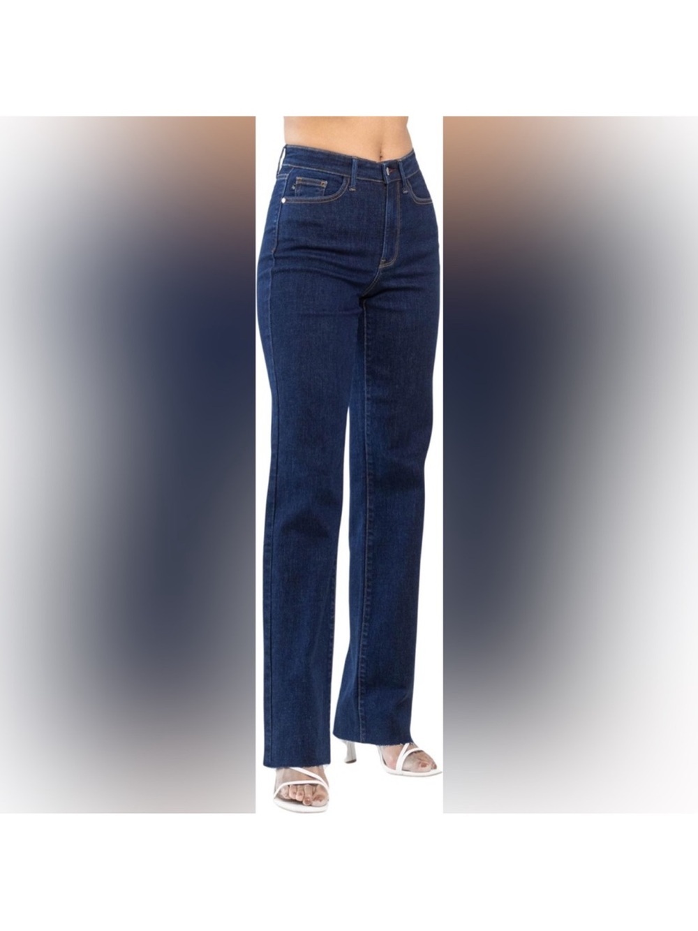 Judy Blue Sheila Jeans High Waist Raw Hem Straight Leg JB82512DK Size 7/28 nwot